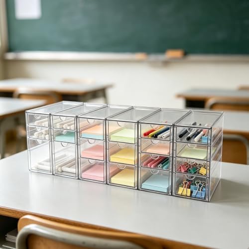 Prsildan Stackable Desk Organizers with 20 Drawers, Craft Storage Drawer