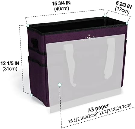 JJRING Craft Organizer Tote Bag Large Art Storage Caddy Deep Purple | With Multiple Pockets For Sewing, Scrapbooking, School, Medical, And Office Supplies