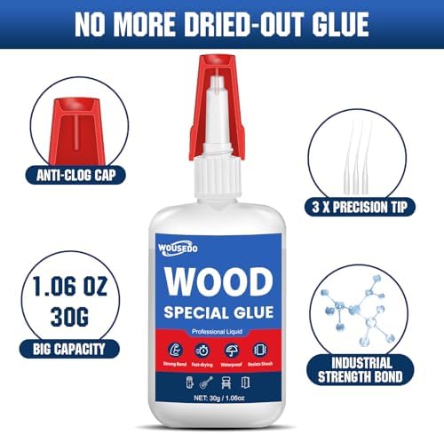 WOUSEDO Wood Glue 30g, Fast Drying Strong Adhesive for Wood Repair
