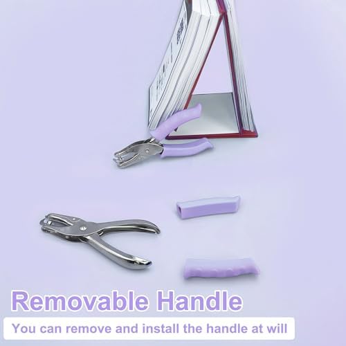 Single Hole Punch Paper Hole Puncher for Crafts, One Hole Punch with Purple Soft Grip Handle, Hole Punchs for Kids and Adults, Handheld Circle Punch for Paper Crafts in Home, Office, Classroom, 3 Pack
