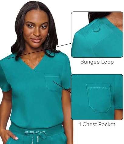 Med Couture Touch Women's Scrub Tops V-Neck Tuck-in Top with 1 Pocket