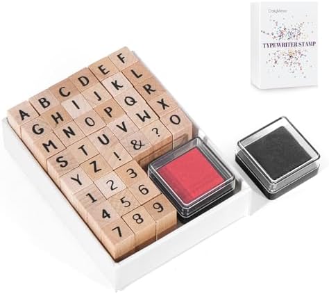CraftyManor 39 PCS Small Letter Stamps and Ink Pad for Crafting, Clay Alphabet Wooden Rubber Stamp Kit, DIY Craft Scrapbook Supplies for Card Making (Small-41PCS)
