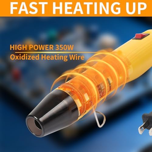 Heat Gun for Crafting, 110V 350W Handed Hot Gun for Shrinking Wrapping PVC | 3.28ft Ultra-Long Cable Portable, Dual-Temp Model Heat Gun with Stand and Power Cord for Sticker Shrinking and DIY Embossing