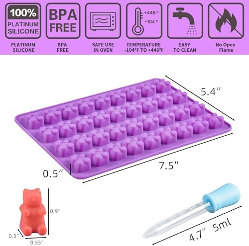 Gummy Molds Gummy Bear Mold 2 ml Silicone Candy Molds Bigger Food Grade Silicone with 2 Droppers