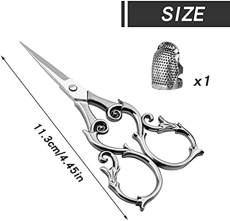 SHWAKK Embroidery Scissors 4.45in Ancient Gray Gourd Flower Sewing Scissors