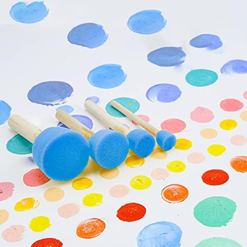 WAFJAMF 40 Pcs Round Sponges Brush Set 4 Sizes DIY Painting Tools Blue