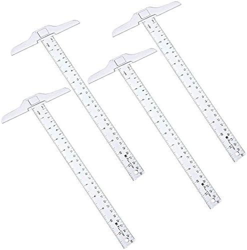 Pangda 4 Pcs 12 Inch T-Square Ruler Plastic for Drafting Drawing