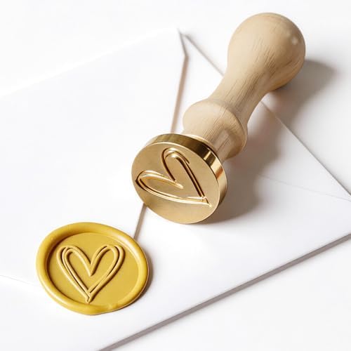Heart Wax Seal Stamp, 3D Embossed Relief Carving Head and Wood Handle for Wax Seal Stamp Kit, Decor ffor Thanksgiving Card/Envelope/Gift Wrap/Wedding Engagement Party Invitation