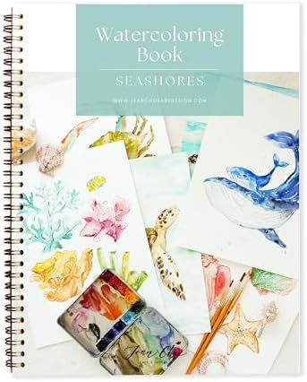 Seashore Watercolor Workbook – Ocean & Coastal Scenes with Pre-Outlined Pages, Step-by-Step Tutorials & Premium Cotton Cold Press Paper – Learn Watercolor for Beginners & Sea Life Art Lovers