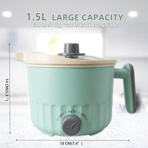 GUILOPOER Wax Melter with Pour Spout, Candle Making Kit for Adult Beginners, 1.5L Large Capacity, for Making Candles and Soaps, Kit Includes Wax Melting Pot(Green)