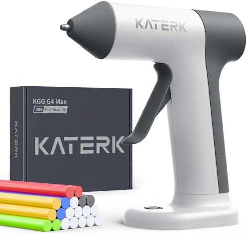 Katerk Cordless Hot Glue Gun Kit, Mini Glue Gun, Auto Shut-Off, White