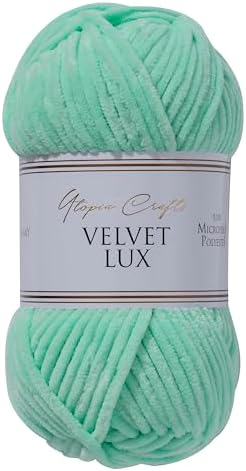 Velvet Lux Chenille Yarn for Crocheting and Knitting, 2 Pack Bulk Chunky Yarn, Super Soft Velvet Yarn for Amigurumi, Baby Blankets & Home Decor — 100g/120yds per Skein (Pale Teal)