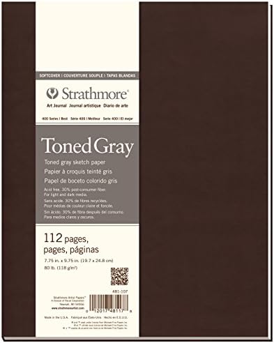 Strathmore 481-107 Softcover Art Sketch Journal, 7.75" X 9.75", Toned Gray, 112 Pages