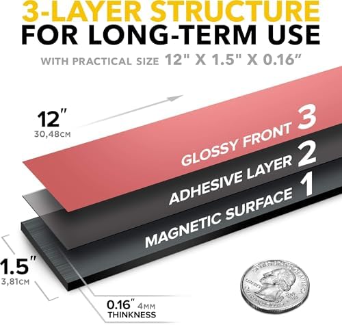 X-bet MAGNET Super Sticky Adhesive Magnetic Strips, 12x1.5 (30x3.8cm), 1 pc