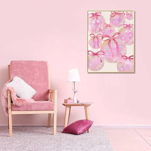 Pink Diamond Art Kits for Adults, 5D DIY Coquette Diamond Painting Kits for Beginner, Diamond Dots Full Drill Crafts for Gem Art Dot Art for Adults Home Wall Decor for Teens Boys Girls 12x16 inch