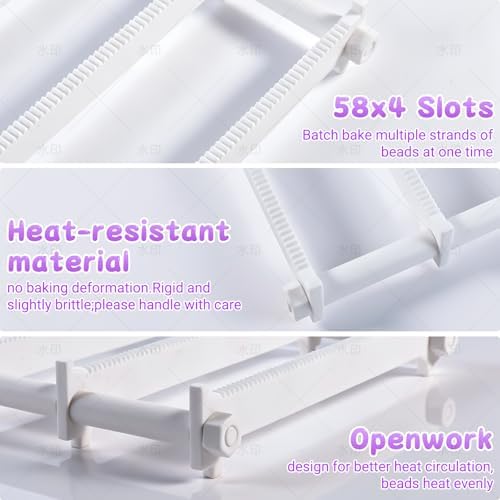 WECLAYER Bead Baking Rack,Polymer Clay Tools with 232 Slots(58 * 4) – Stackable & Heat-Resistant Drying Rack for Jewelry Making, Oven Safe for Home Ovens, Includes 25 Pins
