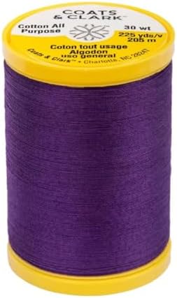 Coats & Clark Cotton All Purpose Sewing Thread 100% Mercerized Cotton 225 Yards Each Spool S970 2 Pack Bundle with 3 Bella's Crafts Needle Threaders (Purple)