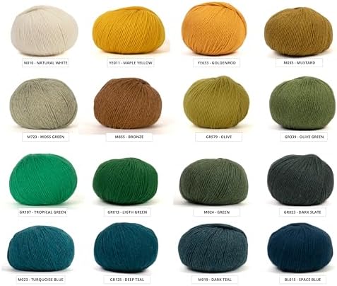 100% Baby Alpaca Yarn for Knitting & Crocheting - Set of 3 Skeins of Premium Yarn DK - Lightweight, Hypoallergenic & Thermal Peru Made - Ideal for Delicate Projects (M024 - Green)