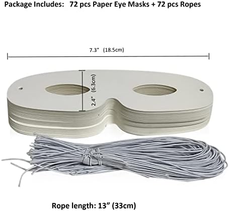 Lependor 108 Pack White Paper Eye Masks, Plain Masquerade Mask DIY Blank Masks Decorate for Costume Party, Halloween Party - 108 Packs