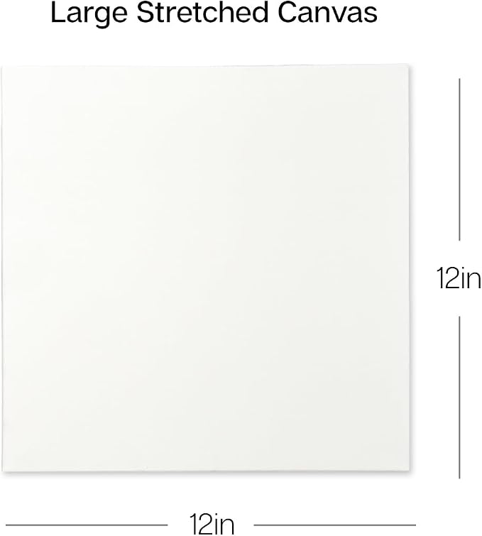 KINGART 804-8 White Stretched Canvas, 100% Cotton, Gesso Primed, for Acrylic, Oil & Mixed Media, 12" x 12", Pack of 8
