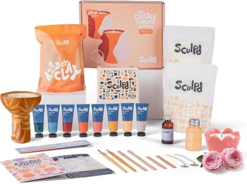 Sculpd Candle Making Kit, 2 Candles, Peony Rose Fragrance, Earth Tones