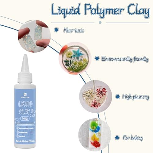 Liquid Polymer Clay Translucent 120 ml, Liquid Clay for Polymer Clay Oven-Bake, for DIY Enthusiasts, Education and Crafting, Easy to Shape & Multi-Mold Compatible