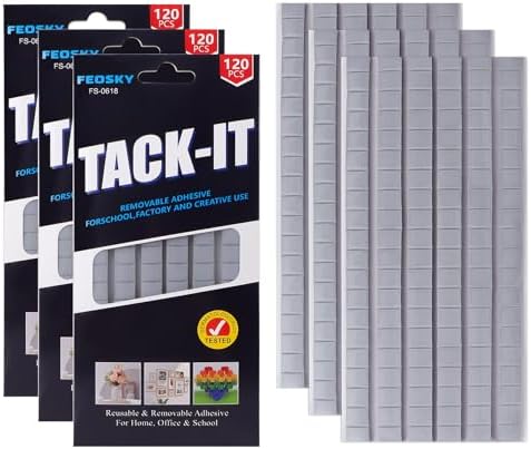 Feosky Adhesive Poster Sticky Tack Putty, Reusable and Removable Adhesive Putty, Mounting Putty for displaying Wall Paintings, Picture, Decoration, Crafts (Grey, Pack of 3)