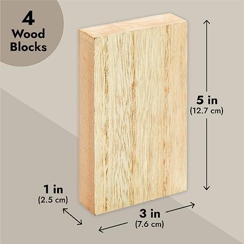 Bright Creations Unfinished MDF Wood Board - 5 x 3 x 1 in, Pack of 4 - Smooth Surface for Paint & Stain - Wood Pieces for Crafts