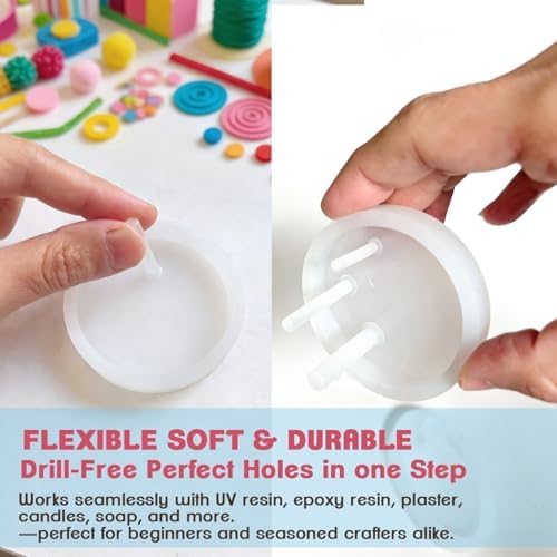 40PCS Hole Maker for Resin , 5 Sizes(3/4/5/6/8mm) Make Holes Without Drilling for Epoxy & UV Resin, Holes Tools for Jewelry Making, Pet Tag, Keychain, DIY Craft Pendant Decor