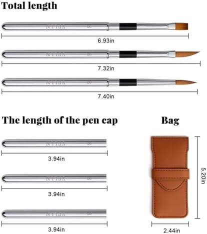 Travel Watercolor Brushes, 3pcs Watercolor Travel Brushes with Leather Pouch - Fine Point Rounds Dagger Flat for Watercolor Gouache Ink Painting