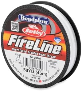 Beadalon FireLine Microfused Braided Beading Cord Thread, Crystal- 6LB/50YD