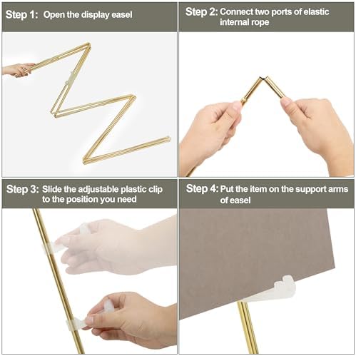DANMO Easel Stand for Wedding Sign Poster 63'' Instant Display Easel for Floor Adjustable Metal Art Easel Gold 3 Pack
