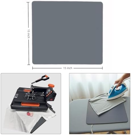 Silicone Heat Press Mat 15x15 Inch Gray Heat-Resistant Washable Pad