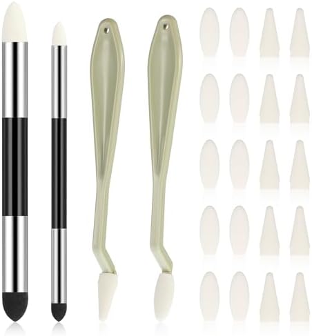 24pcs Artist Blending Stump Sponge Pen, Double Headed Drawing Art Pencil Sketch Scrapers Tools with Sponge Head Washable Sketch Rubbing Sponges for Blending Lightening and Highlight