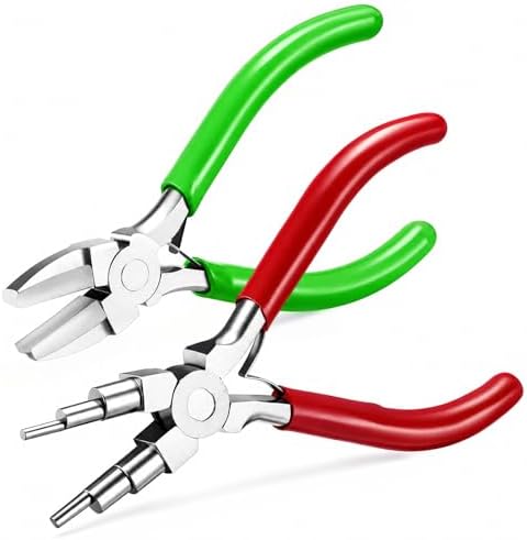 Mudder 2 Pcs Jewelry Making Tool 6 in 1 Bail Making Plier,Red and Green