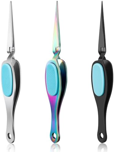6PCS Crossing Locking Curved & Straight Craft Tweezers Pointed Tip Tweezers Stainless Steel Soft-Grip Tweezers Curved&Straight Fine Tip Tweezer for DIY Crafts Beads,Heat embossing,Small Embellishments