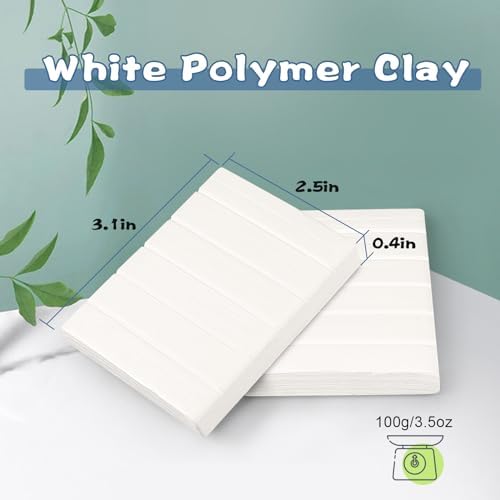 ifergoo 100g White Polymer Clay, 3.5oz Oven Bake DIY Modeling Clay for Kids