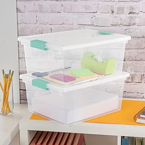 Sterilite Deep Clip Box, Clear Storage Bin with Latching Lid, 4 Pack