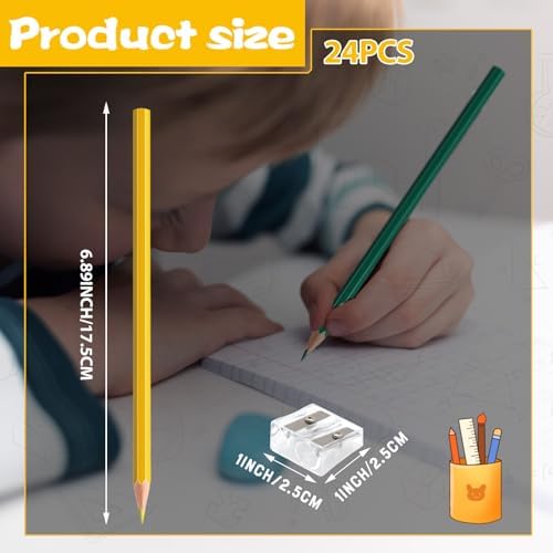 24 PCS Yellow Green Colored Pencils, Pre-sharpened Professional Wooden Art Pencils Set for Artists Painting | Premium Drawing Sketching Supplies (Yellow Green)