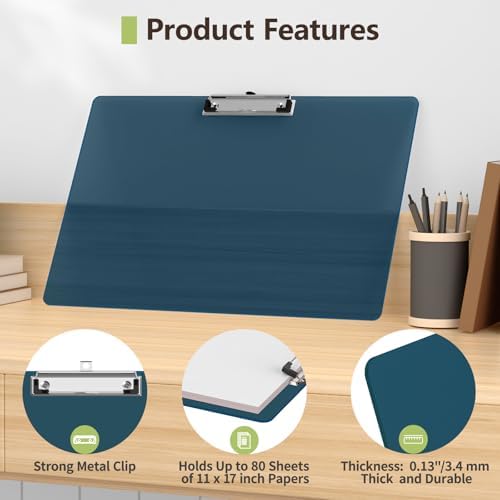 Extra Large Clipboard, 11 x 17 Teal Plastic Drawing Board