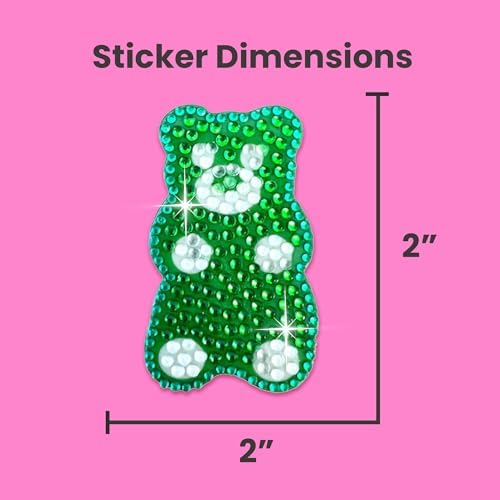 StickerBeans® Rhinestone Stickers - Sweets Sticker Pack, 2” x 2” Each, Unique Sparkly Cut-to-Shape for Collecting, Trading, Decorating Laptops, Phone Cases, Scrapbooks