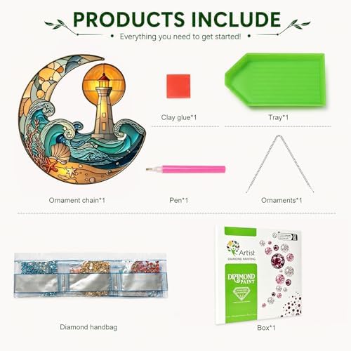 HMZephitiquc Beach Hanging Diamond Art Kits for Adults, Special Shaped Crystal Diamond Painting Suncatchers, 5D Gem Art for Adults, Sun Catchers DIY Craft Kits for Gift Home Decor
