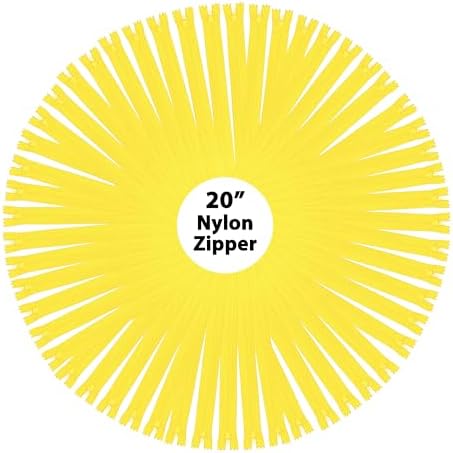 Mandala Crafts 60 PCs Yellow Closed-End 20 Inches Nylon Zippers for Sewing