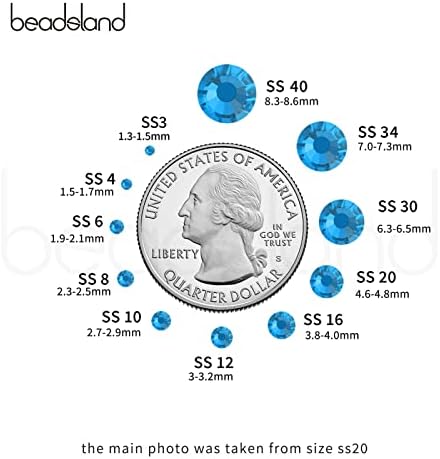 Beadsland Hotfix Rhinestones Bulk, Capri Blue, SS10, 14400pcs