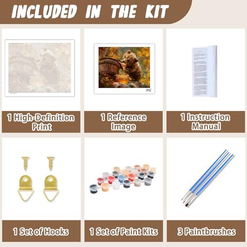 XTCIXAL Paint by Numbers Kit for Adults, Bear, 16X20 Inch