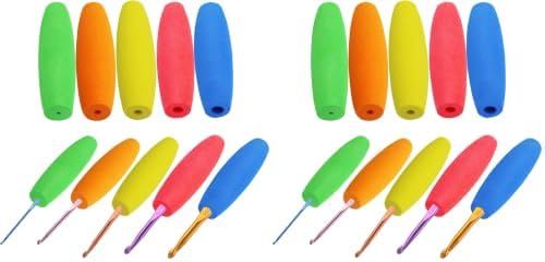 MEYAGO 5PCS Crochet Hook Grips Set Ergonomic Crochet Hook Handle Multi-Size Ergonomic Crochet Hook Handle Attachment - Fits 2mm to 10mm Hooks (Pack of 2)