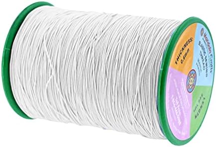 Mandala Crafts 0.6mm White Shirring Elastic Thread for Sewing, 546 Yards