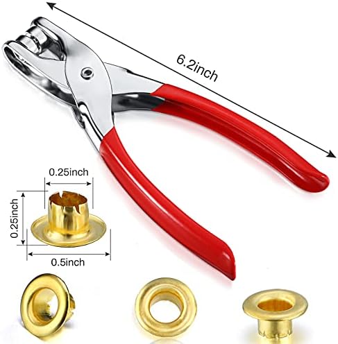 Mudder Grommet Eyelet Plier Tool,Gold,1/4 Inch,Classic