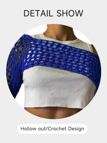 KEOMUD Women Crochet Tops Y2K Hollow Knit Bolero Shrug