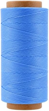 Mandala Crafts 210D 1mm Sky Blue Flat Waxed Thread for Leather Sewing